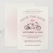 Invitation Bicycle en tandem rose adorable (Devant / Derrière)