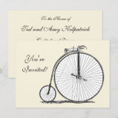 Invitation Bicyclette à grande roue Penny Farthing (Devant / Derrière)