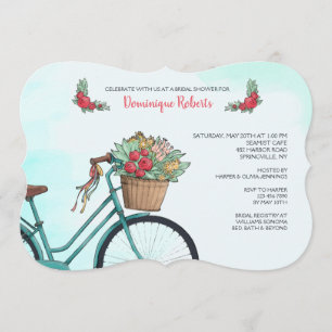 Invitation Bicyclette Avec Fleurs