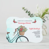 Invitation Bicyclette Avec Fleurs (Debout devant)