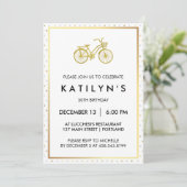 Invitation Bicyclette chic d'or avec le pois d'or et d'argent (Debout devant)