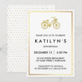 Invitation Bicyclette chic d'or avec le pois d'or et d'argent (Devant / Derrière)