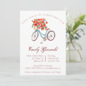 Invitation Bicyclette couleur bleu Fête des mariées florale (Debout devant)