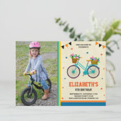 Invitation Bicyclette mignonne Enfants Photo Anniversaire (Debout devant)