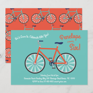 Invitation Bicyclette mignonne Enfants Vélo Anniversaire Fête