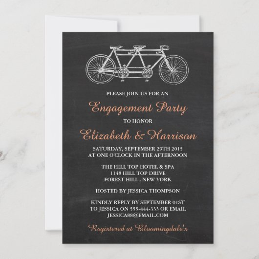 Invitation Bicyclette Tandem Sur Chalkboard Enmanagement Part (Devant)