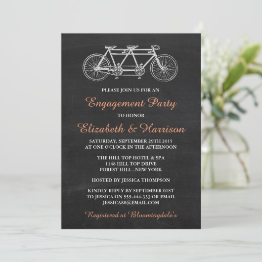 Invitation Bicyclette Tandem Sur Chalkboard Enmanagement Part (Debout devant)