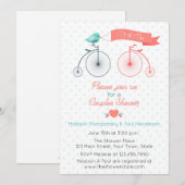 Invitation Bicyclettes vintages Couple nuptiale douche Invita (Devant / Derrière)