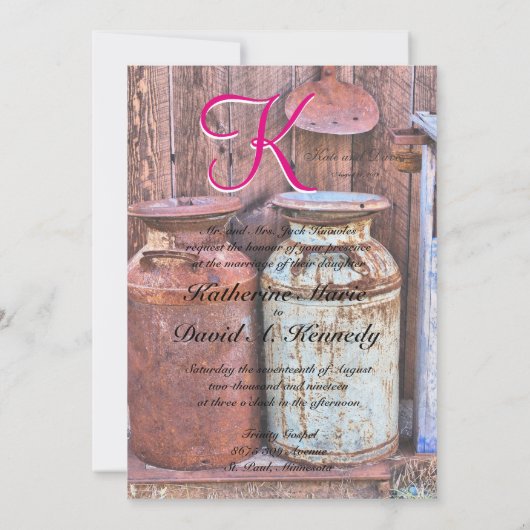 Invitation Bidons à Lait Métal Ancien Rustique Antique Monogr (Dos)