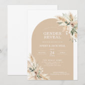 Invitation Biege Pampas Grass Baby Genre Reveal (Devant / Derrière)