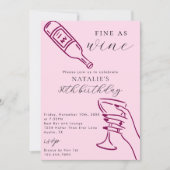 Invitation Bien Comme Le Vin Thème Main Dessiné Anniversaire  (Devant)