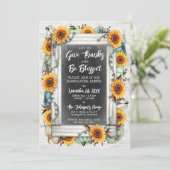 Invitation Bienheureux Thanksgiving Automne Tournesols Dîner  (Debout devant)