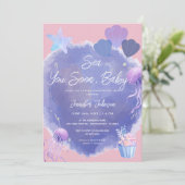 Invitation Bientôt à la mer Bébé Fête de Naissance Thème Océa (Debout devant)
