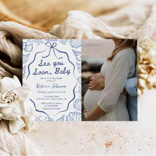 Invitation Bientôt à la mer, bébé Photo de shower de bébé à l