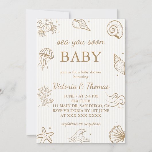 Invitation Bientôt à la mer bébé Shower Neutre (Devant)