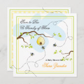 Invitation Bientôt à l'invitation de baby shower d'abeille (Devant / Derrière)