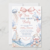 Invitation Bientôt à Vous Bébé Fille Baby Shower (Devant)