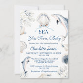 Invitation Bientôt à Vous Bébé Garçon Fête de Naissance Côtiè (Devant)