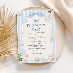 Invitation Bientôt à Vous, Bébé Shower de Coquillages pour Bé
