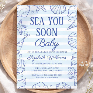Invitation Bientôt Bébé, Baby Shower Coastal de Coquillage
