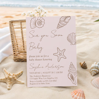 Invitation Bientôt Bébé sur le Rivage Fête de Naissance Coqui