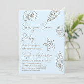 Invitation Bientôt Bébé sur le Rivage Fête de Naissance Thème (Debout devant)