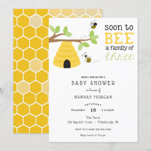 Invitation Bientôt être une famille de trois Baby showers