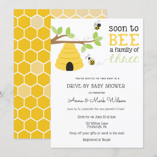 Invitation Bientôt être une famille de trois Baby showers Dri
