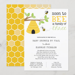 Invitation Bientôt être une famille de trois Baby showers par