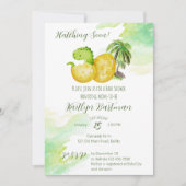 Invitation Bientôt l'éclosion aquarelle vert bébé dinosaure (Devant)