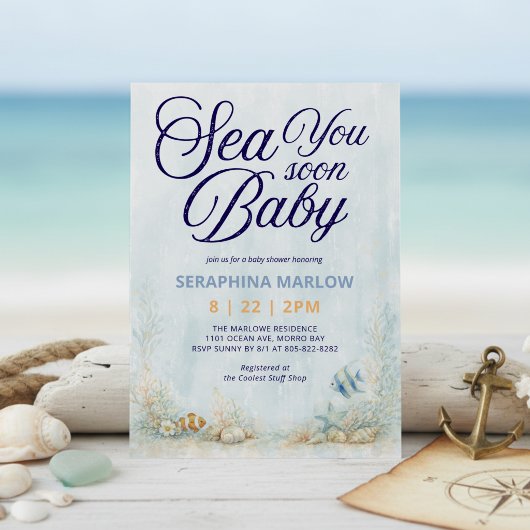 Invitation Bientôt sous les mers Baby Shower
