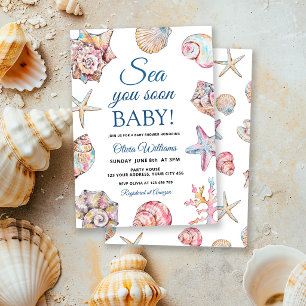 Invitation Bientôt sous les mers Baby Shower Coquillage