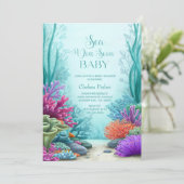 Invitation Bientôt sous l'océan Baby Shower (Debout devant)