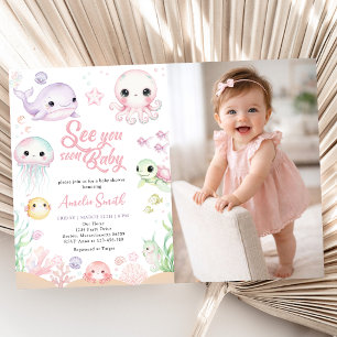 Invitation Bientôt sous l'océan Photo de bébé Shower Animaux 