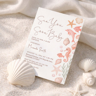 Invitation Bientôt sur les coquillages de la mer Fille Baby S