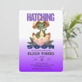 Invitation Bientôt un dinosaure violet va éclore (Debout devant)