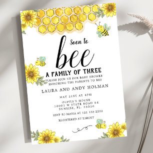Invitation Bientôt une famille de trois Baby Shower
