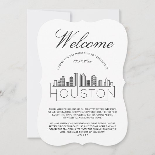 Invitation Bienvenue à Houston | Détails des invités (Devant)