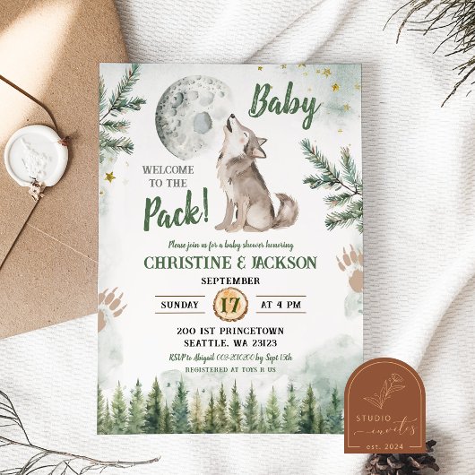 Invitation Bienvenue à la Baby Shower de The Pack Forest Wolf