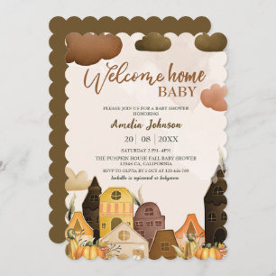 Invitation Bienvenue à la maison bébé citrouille Baby shower 