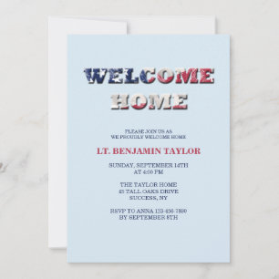 Invitation Bienvenue à la maison Rouge Blanc et Bleu