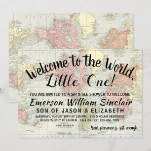 Invitation Bienvenue à la World Sip and See Baby Shower