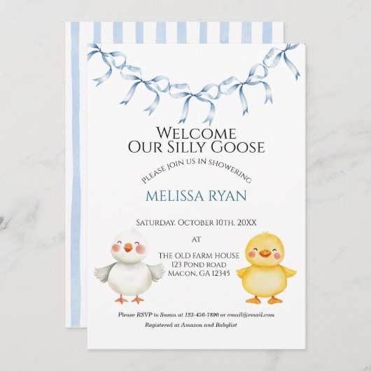 Invitation Bienvenue à notre petite oie (Devant / Derrière)