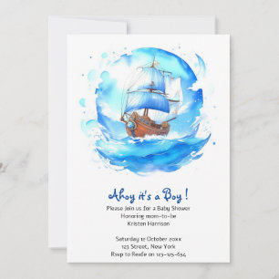Invitation Bienvenue à un marin : Baby shower de garçons naut