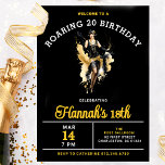 Invitation Bienvenue à un Roaring 20 18th Birthday Party<br><div class="desc">Chic Roaring 20 Anniversaire de l'invitation montre une fille flapper dansant dans le centre. Les couleurs audacieuses,  noir,  or et blanc qui attirent l'oeil seront certainement source d'excitation lorsque vos invités reçoivent leur invitation.</div>