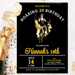 Invitation Bienvenue à un Roaring 20 18th Birthday Party