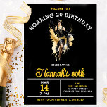 Invitation Bienvenue à une fête de Roaring 20 80th Birthday<br><div class="desc">Chic Roaring 20 Anniversaire de l'invitation montre une fille flapper dansant dans le centre. Les couleurs audacieuses,  noir,  or et blanc qui attirent l'oeil seront certainement source d'excitation lorsque vos invités reçoivent leur invitation.</div>