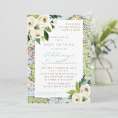 Invitation Bienvenue Au Baby shower Mondial Floral Map (Debout devant)