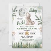 Invitation Bienvenue au Baby shower Pack Forest Wolf (Devant)