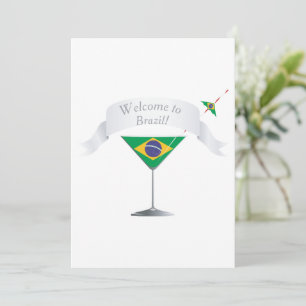 Invitation Bienvenue au Brésil Verre à Martini Drapeau Brésil